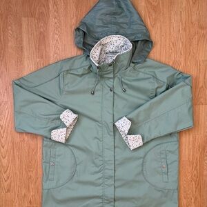 Blair Sage Green Hooded Utility Jacket Floral Lined Woman’s XLG Lightweight